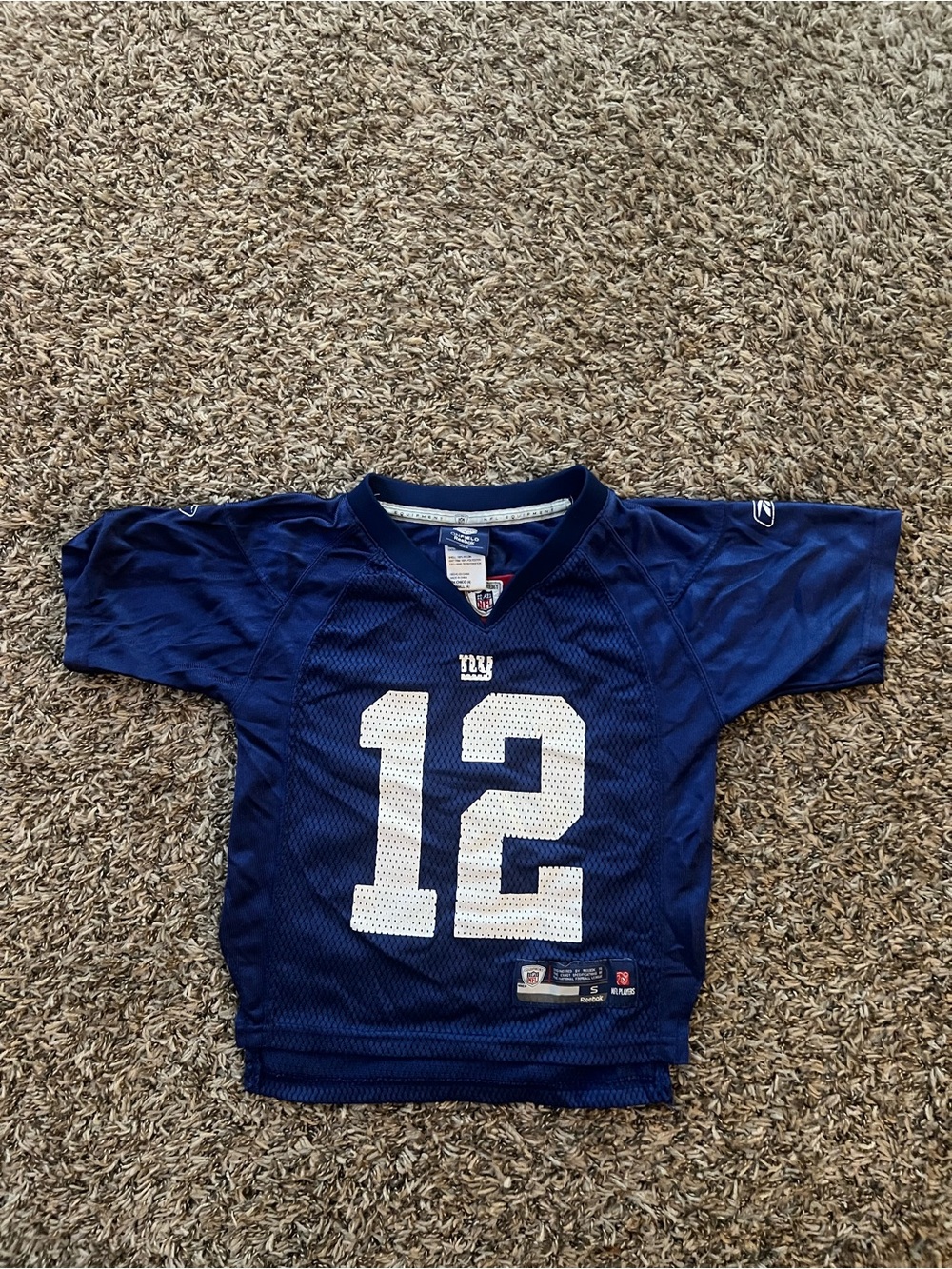 Reebok Kids Blue Football Jersey with White Number 12